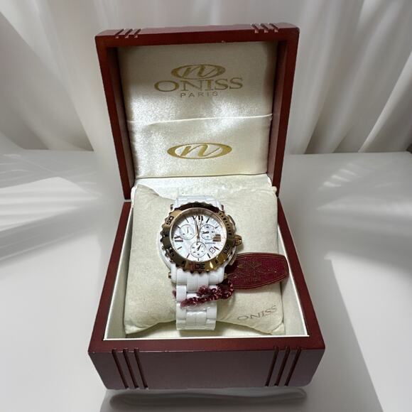 NEW Oniss Paris White MOP Dial White Ceramic Watch main image 15
